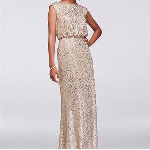 David’s Bridal Gold Sequin Bridesmaids Dress